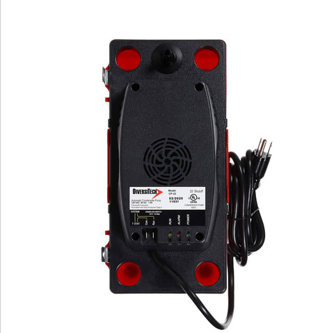 Back view of CP-22 Series Go-To Automatic Condensate Pump with removable check valve and 22-foot lift for HVACR equipment.