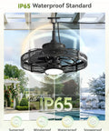 20 Inch Outdoor Ceiling Fan With Lights For Gazebos And Patios IP65 Waterproof Caged Ceiling Fan Displayed Outdoors
