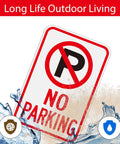4 Pack 18 By 12 Inch No Parking Signs Made From Reflective Aluminum With Symbol, UV Protected, Rust Free, And Weather Resistant