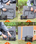 Grab And Go Solar Generator Bundle With Portable Power Station and Included Solar Panel connecting for charging in garden.