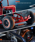 Kid Friendly All Terrain Electric Go Kart With 48V 1000W Motor And Parental Speed Control 13 Inch Off Road Tires Steel Tubular Frame Red