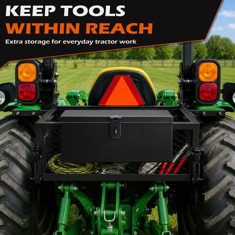 Shop Tough Tractor Tool Box 24 X 10.5 X 10.5 Inch Rugged Iron Mesh Farm Basket Organizer for easy tractor access.