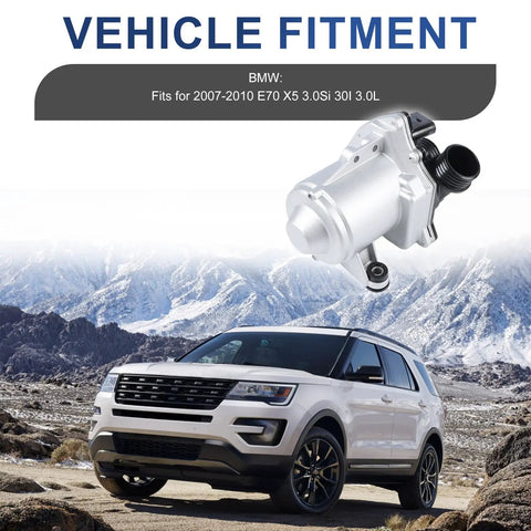 Engine Electric Coolant Water Pump Direct Oem Replacement For Bmw X5 E70 30I Models Years 2007 Through 2010 on vehicle fitment background.
