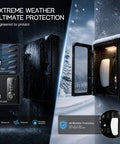 Wall Mounted EV Charger Protection Box Drip Proof Charging Case showing weatherproof design, secure lock, and interior charging plug.