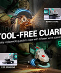 Cordless 4-1/2 Inch Angle Grinder With 20V Brushless Motor Up To 8500RPM Tool-Free Guard 4.0Ah Battery and Charger with sparks