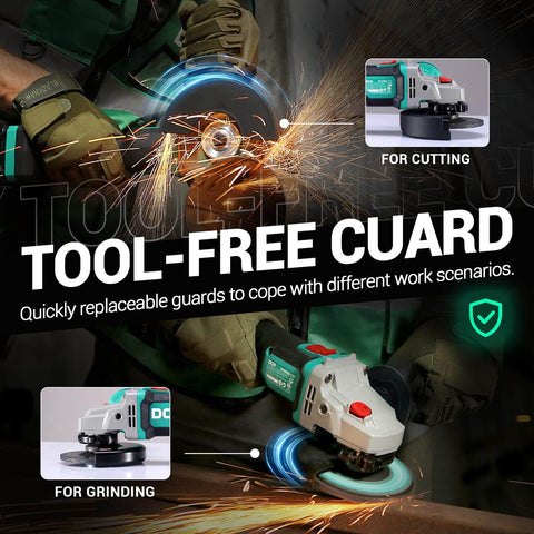 Cordless 4-1/2 Inch Angle Grinder With 20V Brushless Motor Up To 8500RPM Tool-Free Guard 4.0Ah Battery and Charger with sparks