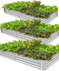 Sturdy Galvanized Metal Raised Garden Bed Kit Three Pack 6x3x1ft Outdoor Planter Box for deep root vegetables, flowers, herbs.