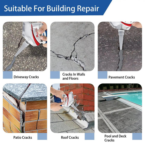 Cement Crack Sealant For Concrete, Quick-Drying Waterproof Repair Sealant And Weather-Resistant Caulking Glue, 2 Pack used on various surfaces.