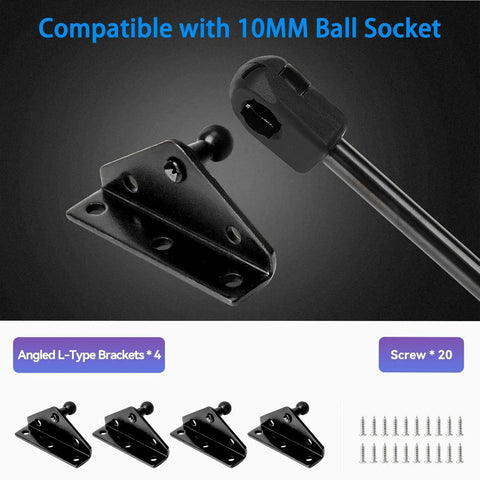 Heavy Duty 10 Mm Ball Stud Mounting Bracket For Gas Strut And Shock Spring Rv Door Lift Support Built Tough With Galvanized Steel, 4 brackets and screws.