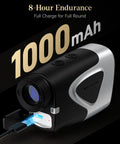 Game Changing Golf Range Finder With Slope And 1200 Yard Capability Light Adaptive Display In Any Lighting Conditions 7x Magnification Flag Lock Vibration Rechargeable Laser Range Finder With Magnetic Mount GolfVue Series 2 charging via USB-C with 8-hour battery life feature.