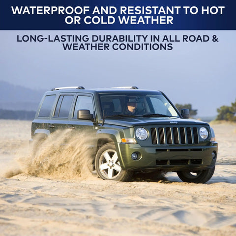 Jeep Patriot driving on sand, showcasing Jeep Patriot And Compass Seven Inch Antenna Mast Upgrade For 2007 To 2017 Models