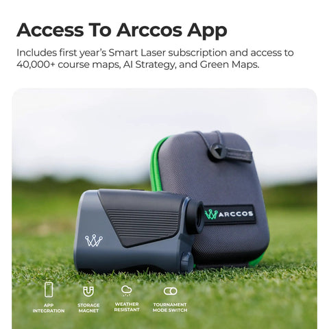 Smart Laser Rangefinder For Golf With Slope And Wind AI Powered Plays Like Distances Green Maps And On Course Pro Grade Game Plan Tournament Legal Toggle Free First Year Membership Weather Aware Yardage For Realistic Shots on grass with case