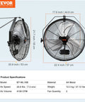 Two Pack 18 Inch Waterproof Wall Mount Fan IP44 Rated Heavy Duty With 3 Speeds High Velocity Up To 4000 CFM Specifications