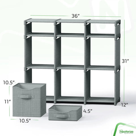 Nine Cube Storage Organizer With Bins Included For Toy Storage Closet Storage And Clothes Storage Grey All In One Cabinet System image