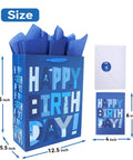 Ultra Large Sixteen Point Five Inch Blue Gift Bags Set With Greeting Card And Tissue Paper for birthday parties display