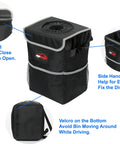 Waterproof Car Trash Can With Lid And Storage Pockets Two Point Five Gallon Capacity Leak Proof Interior Easy To Clean