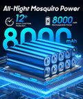 Illustration of 8000mAh battery for Outdoor 2-In-1 Mosquito Zapper With Zap And Trap, highlighting rechargeable power.
