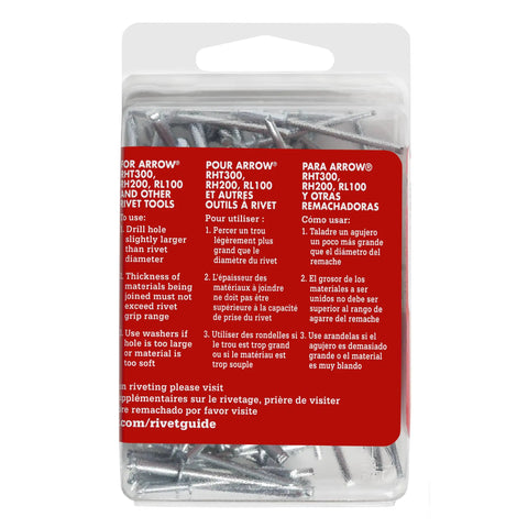 Badass One Eighth Inch Steel Pop Rivets 100 Pack For Sheet Metal Auto Body Work And Fabric Crafting DIY Rivet Gun Fasteners No Sweat Easy Install Heavy Duty Professional Gear in packaging with user instructions.