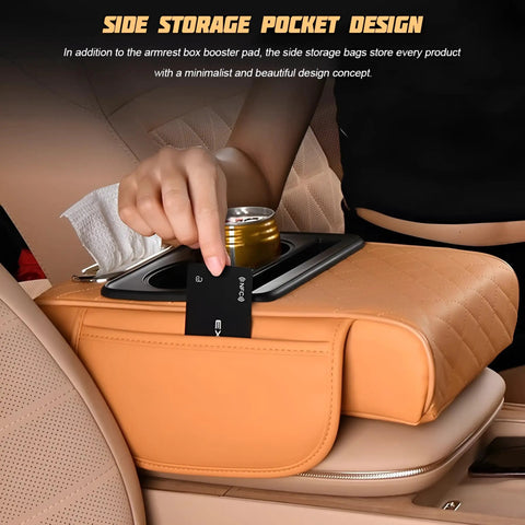 Comfy Car Center Console Armrest Pillow With Memory Foam Leather 4 In 1 Vehicle Arm Rest Cover Tissue Box Cup Holders