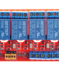 Top view of 4 Channel Relay Module With Optocoupler Isolation And High Low Level Trigger, Compatible With 5V 12V Or 24V Control Signals.