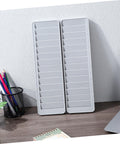 Heavy Duty 28 Slot Guest Room Key And Badge Organizer Rack featuring sleek smart storage build, gray color, compact size for hotels.