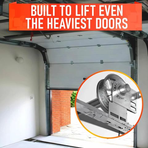 Heavy Duty 304 Steel Galvanized Garage Door Cables For 8 Ft Doors, 9 Ft 7 In Total Length, shown installed in garage door system