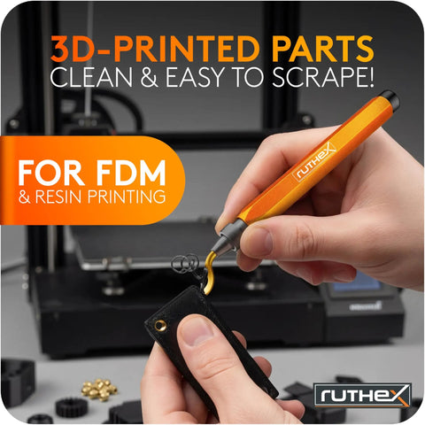 11 Blades Deburring Tool With Metal Storage Box 360 Degree Rotating Blade Manual Deburring Tool For Metal Resin Steel PVC And 3D Printing Built In Handle Storage For Quick Access being used on 3D printed part