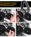 Heavy Duty Washing Machine Drive Belt WH01X24697 Replacement installation steps visible, showcasing black synthetic material and components.