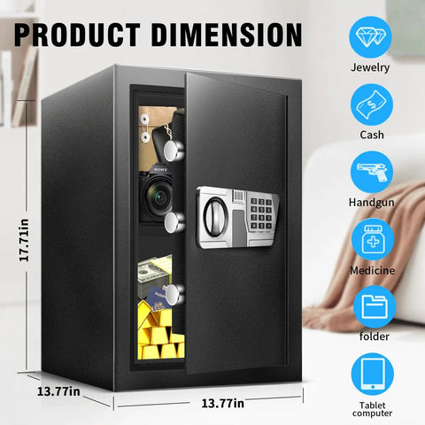 2.5 Cu Ft Fireproof Safe Box For Home Documents With Type C External Power And Electronic Keypad Steel Security Safe shown open