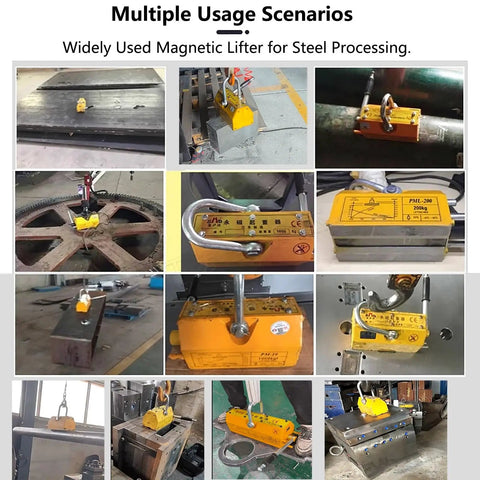 Rugged 3 Ton Permanent Lifting Magnet With Quick Release Lever For Thick Steel Plates Cylinders And Iron Bars Heavy Duty Neodymium Hoist Grip lifted steel in various scenarios.