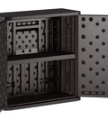 Heavy Duty Resin Wall Cabinet With Adjustable Metal Reinforced Shelf And Lockable Handles For Indoor And Outdoor Garage Tool Storage