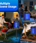 Outdoor Solar Mosquito Zapper With Ground Bracket And Hook For Quick Setup Cordless Waterproof Fly Killer With Illuminated Light in various settings