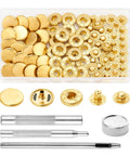 Leather Snap Fasteners Kit With 20 Sets Of 15mm Press Studs And Setter Tools In Gold For Fabric And Clothing Sewing Projects Durable Metal Snap Buttons For Easy DIY Repairs And Upgrades