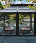 Gazebo with Universal Replacement Mosquito Netting for Outdoor Structures And Canopies, 4-Panel Sidewalls with Zipper, Black, 10x10 ft