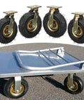 8 Inch Pneumatic Caster Wheel Heavy Duty Swivel Caster Built Like A Tank For Garage Workbench And Utility Carts Silent Rubber Tire Shock Absorbing Design Smooth As Butter Roll Easy on utility cart with metal base.