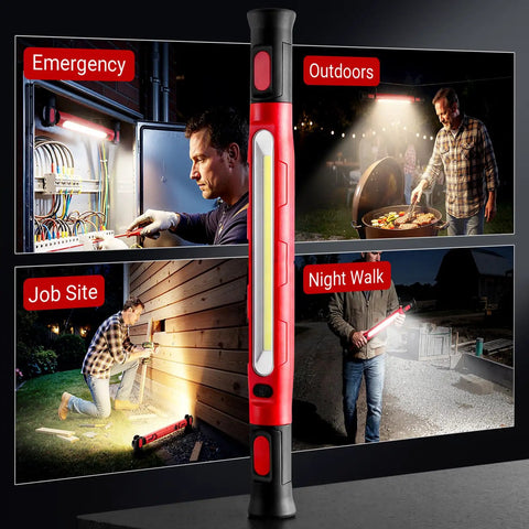 Durable Ultra Bright Magnetic Work Light With 3000 Lumens Cordless Rechargeable LED Bar 5200mAh Battery Hooks in use