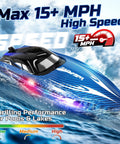 Fast 15 MPH RC Boat For Pools And Lakes With 3 Speed Modes Dope LED Light Show Dual Batteries Delivering 30 To 40 Minutes Of Fun