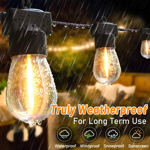 131 Ft LED Outdoor String Lights With Shatterproof S14 Bulbs Dimmable And Waterproof Commercial Grade Connectable