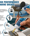 Amazon two-pack grease tubes, 200 ml each; waterproof high-temp bearing lubricant for prop shafts and rudder bearings.