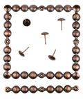 Premium Antique Copper Upholstery Tacks Killer Nailhead Trim with 7/16 inch heads and 5/8 inch shanks laid out for furniture reupholstering.