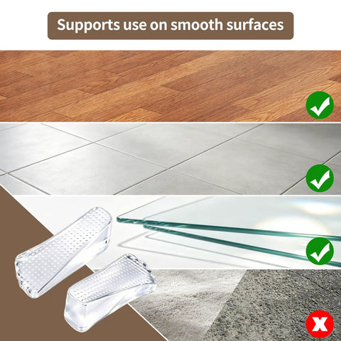 Two Pack Clear Silicone Door Stoppers Set for Floor or Wall Use on wood, tile, glass, not on carpet surfaces