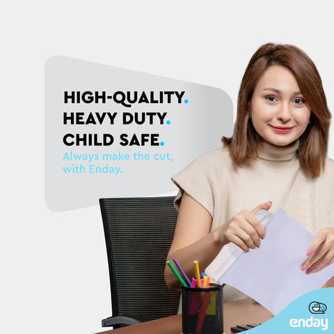 Woman using heavy duty 3 hole punch for binders, adjustable 10 sheet metal three hole punch, white finish, home office school.