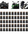 M6x0.8mm Heavy Duty Rubber Well Nuts For Motorcycle Windscreens And Atv Body Fasteners With Captive Brass Inserts To Crush Vibration And Create A Sweet Tight Seal Hella Solid Fifty Piece Black Set display with 50 black well nuts arranged in grid.