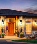 Premium Black Outdoor Wall Light Fixtures Built Different For Any Season Porch Sconces illuminating a modern home entrance.