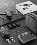Foldable Drone With 4K Camera For Adults And Beginners, FPV RC Quadcopter With GPS Follow, Auto Return, Circle Fly, 90 Minute Flight Time, Brushless Motors, Lightweight Design With 5 Inch LCD Tablet Screen Included shown with accessories and packaging.