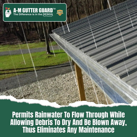 Heavy-Duty Aluminum Gutter Guard System for 5 Inch Gutters, 200 Feet Rust-Proof Leaf Protection in Rain on Roof Edge