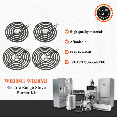 Electric Stove Burner Replacement Kit With Two 6 Inch ERS30M1 Burners And Two 8 Inch ERS30M2 Elements for GE Hotpoint Kenmore Electric Ranges 240V And 208V 1350W And 1765W-2350W High Temperature Burner Coil image with stove coils and appliances