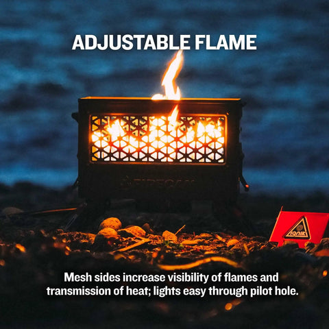 Portable Propane Fire Pit Kit With Hose And Adjustable Regulator In Rugged Ammo Can Design with visible adjustable flame