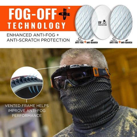 Person wearing OTG Protective Safety Goggles You Can Rock Over Your Glasses, Anti Fog Tech, Indirect Venting, Scratch Resistant Shield