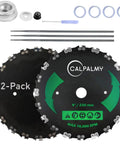 9 Inch 20 Tooth Brush Cutter Blade Kit With 2 Blades, 3 Round Files And 4 Washers For Trimmer And Weed Eater, Carbon Steel